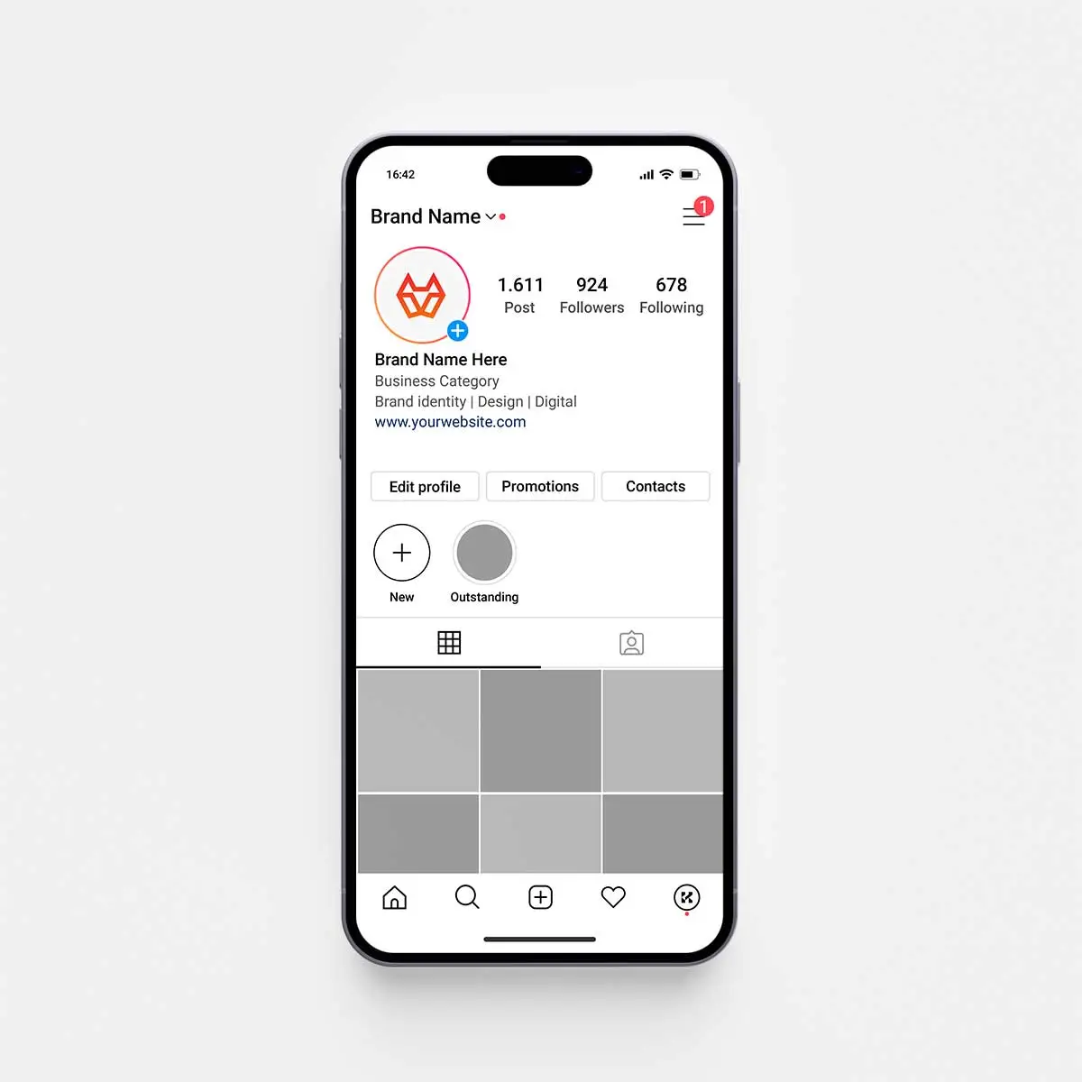 Modern fox geometric logo for Instagram branding