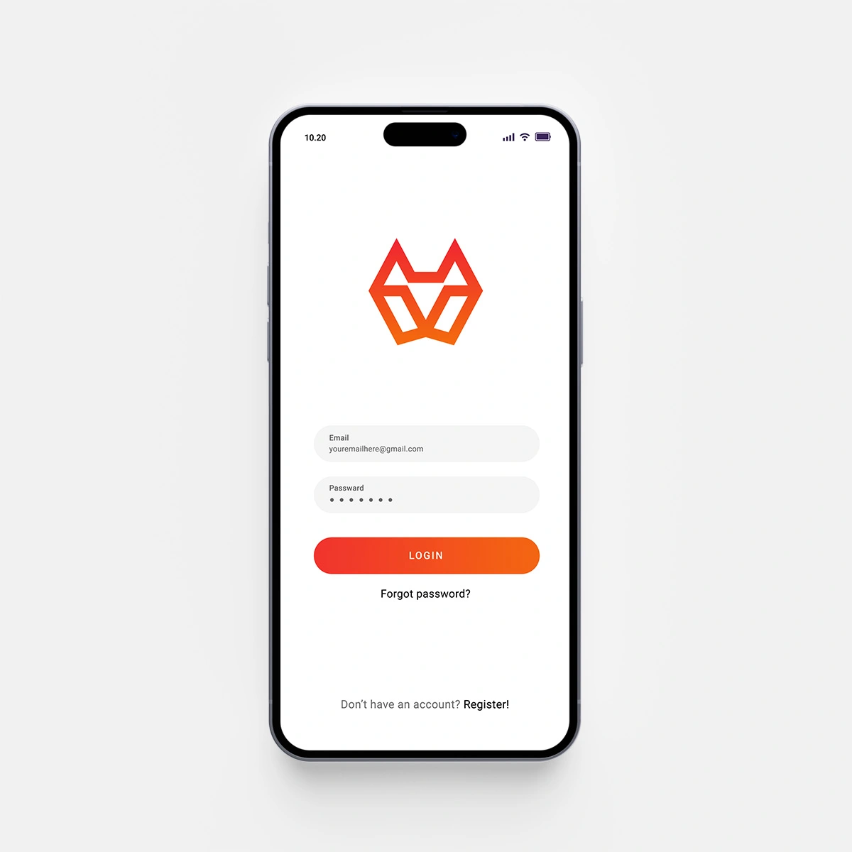 Geometric fox logo as mobile app icon design