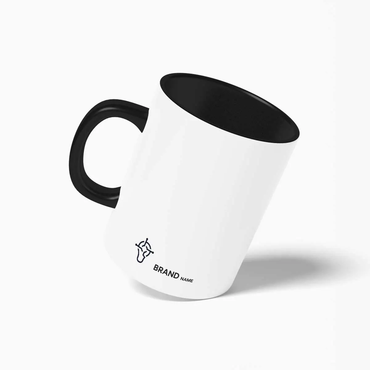 Creative light bulb logo printed on mug for tech company branding