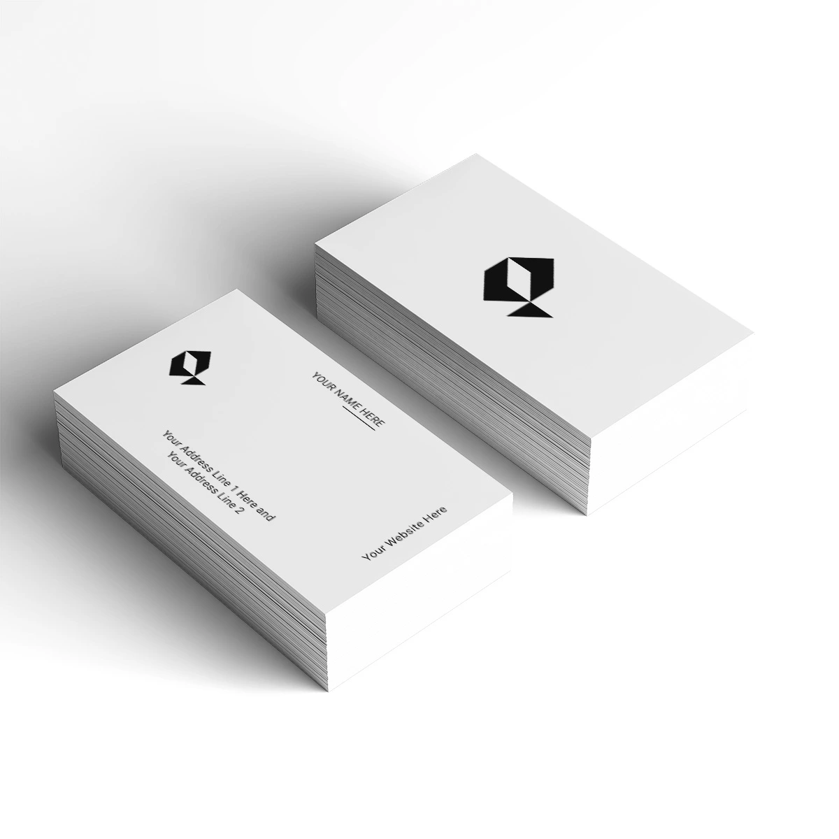 Modern q abstract logo printed on professional business card for startup branding