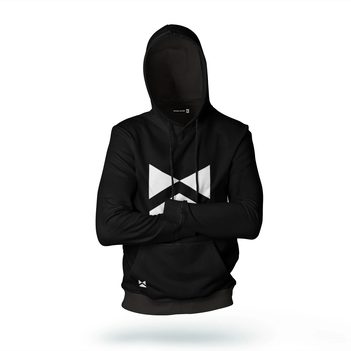 Premium hoodie with geometric m logo for startup company branding