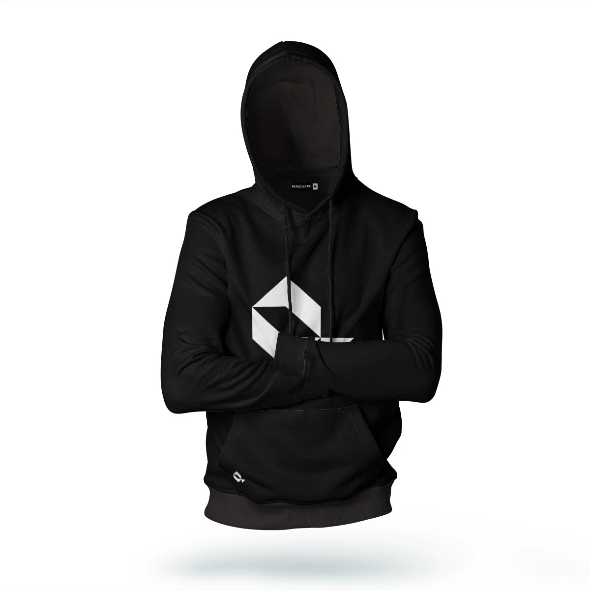Premium hoodie with geometric q logo for modern startup company